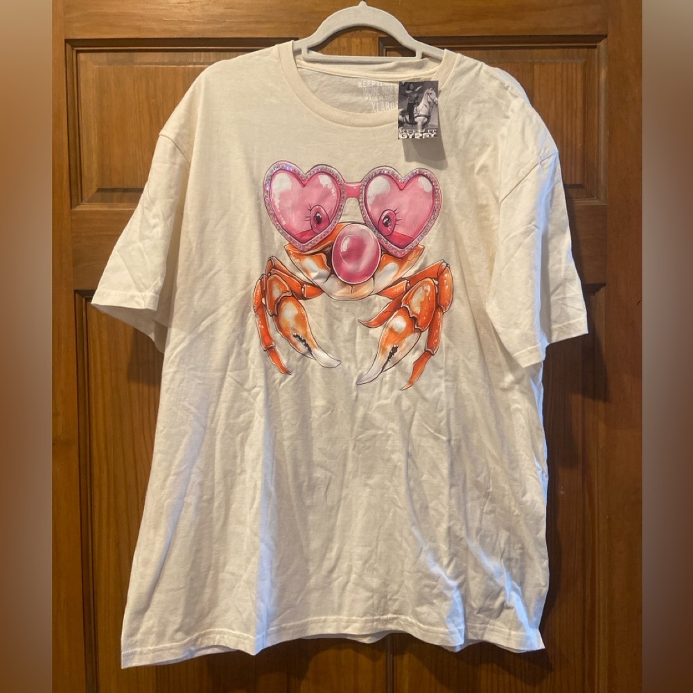 NWT Keep it Gypsy Heart Sunglasses Crab T-Shirt Sz xl